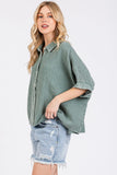 Mineral Wash Gauze Dolman Sleeve Button Down Shirt DJPT