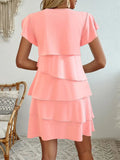 Layered Round Neck Ruffled Sleeve Dress DJPT