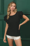 Birdseye Texture Layered Ruffle Top DJPT
