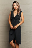 Deep V Sleeveless Tulip Hem Dress DJPT