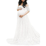 Women's Lace Pregnant Women Tailing Short-Sleeved Dress Photography Flying Sleeve Dress 8919 (Plus New Color) Maternity