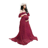 Women's Lace Pregnant Women Tailing Short-Sleeved Dress Photography Flying Sleeve Dress 8919 (Plus New Color) Maternity