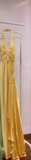 Mermaid V Neckline Satin Yellow Long Prom Dresses Formal Evening Dresses SD2709