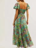 Sweetheart Neck Puff Sleeve Maxi Dress DJPT