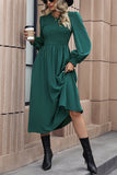 Smocked Long Sleeve Midi Dress DJPT