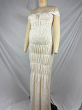 Off Shoulder Smocked Ruched Photoshoot Maternity Maxi Dress Maternity