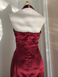 Sheath V neckline Satin Homecoming Dresses Burgundy Birthday Outfits SD375