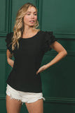 Birdseye Texture Layered Ruffle Top DJPT