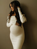 Off Shoulder Knit Bodycon Mermaid Going Out Baby Shower Maternity Sweater Maxi Dress Maternity