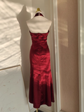Sheath V neckline Satin Homecoming Dresses Burgundy Birthday Outfits SD375