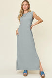 Take Full Size Texture Mock Neck Sleeveless Maxi Dress DJPT