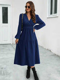 Neck Long Sleeve Midi Dress DJPT