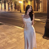 A Line Spaghetti Straps Satin Party Dress Prom Dresses SD1382