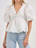 Sleeve Peplum Blouse DJPT