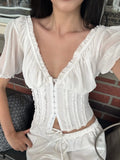 V-Neck Puff Sleeve Blouse DJPT