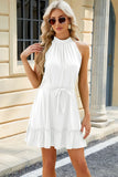 Grecian Neck Tie Waist Mini Dress DJPT