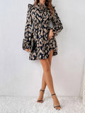 Neck Flounce Sleeve Dress DJPT