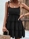 Frill Spaghetti Strap Tiered Dress DJPT