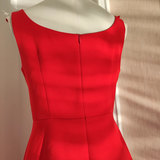 A line Scoop Neckline Red Travel Vacation Dresses Satin Birthday Dress SD327