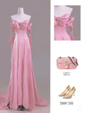 A Line Sweetheart Pink Satin Long Prom Dress Evening Dress Formal Dress SD1820