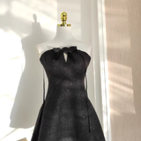 A line Halter Black Short Homecoming Dresses Little Black Birthday Outfits SD404