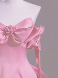 A Line Sweetheart Pink Satin Long Prom Dress Evening Dress Formal Dress SD1820