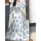 Retro A Line V Neckline Long Sleeves Chiffon Ankle length Prom Dresses Birthday Outfits SD541