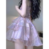 Ball Gown Straps Lilac Short Cocktail Dresses Birthday Outfits SD581