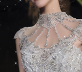 Mermaid Strapless Neckline Sequin White Tulle Wedding Dresses HZ0628