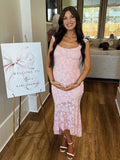 Pink Lace Ruched Corset High-low Tank Mermaid Elegant Cocktail Gown Maternity Baby Shower Maxi Dress Maternity