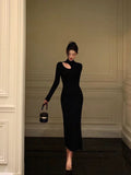 Sheath High Neckline Black Long Sleeves Prom Dresses Birthday Outfits SD407