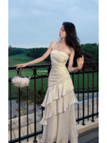 Mermaid Spaghetti Straps Ivory Long Party Dresses Prom Dress SD2015