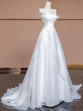 Ball Gown Strapless White Long Wedding Dresses Brides Dress S3804