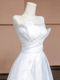 Ball Gown Strapless White Long Wedding Dresses Brides Dress S3804