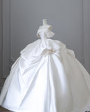 Ball Gown Strapless Off The Shoulder Satin Long Wedding Dresses Brides Dress S3806