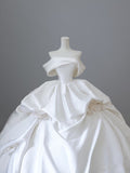 Ball Gown Strapless Off The Shoulder Satin Long Wedding Dresses Brides Dress S3806