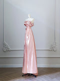 A Line Off The Shoulder Sequin Pink Long Prom Dresses Evening Gowns SD3813