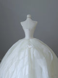 Ball Gown Strapless Tulle White Long Wedding Dresses Brides Dress S3814