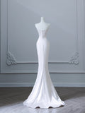 Mermaid Strapless Long Wedding Dresses With Sleeves Brides Dress S3816