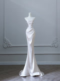 Mermaid Strapless Long Wedding Dresses With Sleeves Brides Dress S3816