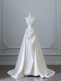 Mermaid Strapless Long Wedding Dresses With Short Sleeves Brides Dress S3817 HZ0628