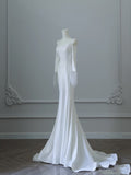Mermaid Off The Shoulder Long Sleeves Wedding Dresses White Brides Dress S3823