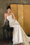 Mermaid Off The Shoulder Ivory Long Wedding Dresses With Short Sleeves Brides Dress S3824