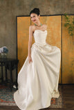 Mermaid Off The Shoulder Ivory Long Wedding Dresses With Short Sleeves Brides Dress S3824