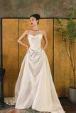 Mermaid Off The Shoulder Ivory Long Wedding Dresses With Short Sleeves Brides Dress S3824