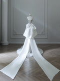 Mermaid Sweetheart White Tulle Long Wedding Dresses Brides Dress S3843
