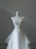 Mermaid Strapless White Lace Long Wedding Dresses Brides Dress S3854