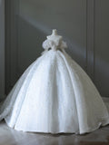 Ball Gown Off The Shoulder Lace Long Sleeves Wedding Dresses Brides Dress S3855