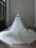 Ball Gown Strapless Sequin Long Wedding Dresses Brides Dress S3858