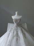 Ball Gown Strapless Sequin Long Wedding Dresses Brides Dress S3858 HZ0628